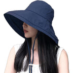 Wide Brim Bucket Hat - UPF50+ Protection Travel Beach Sun Hat with Semi-Rigid Adjustable Foldable Brim
