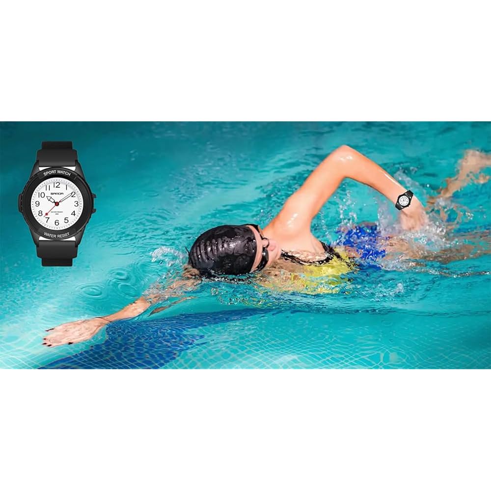Womens Watches with Night Light, Waterproof Sports Watch, Analog, Quartz, Lightweight, Big Face