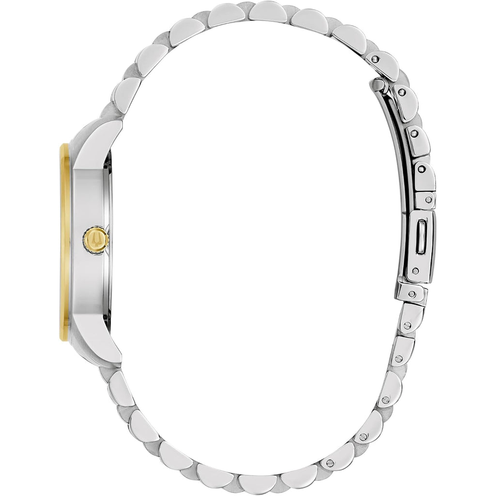 Bulova Ladies Classic 3-Hand Diamond Quartz Two Tone Stainless Steel Watch, Blue Dial Style:98P233