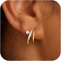 Hoop Earrings for Women 14K Gold Plated Triple Huggie Hoop Earrings Hypoallergenic Lightweight Wedding Earrings For Brides Jewelry Gifts for Women Trendy