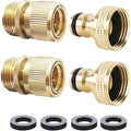 Garden Hose Quick Connect Solid Brass Quick Connector Garden Hose Fitting Water Hose Connectors 3/4 Inch Ght (2Sets)