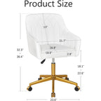 Vecelo Modern Pu Swivel Home Office Desk Chair With Back & Rolling Wheels, Adjustable Seat Height For Girls Women Bed Room Vanity Makeup/Task/Computer Work, White