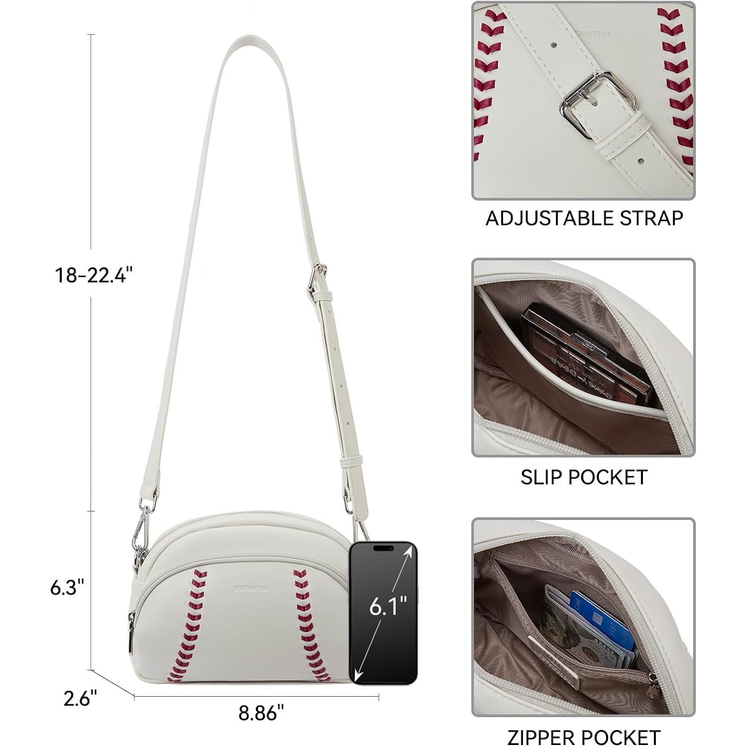 BOSTANTEN Baseball Crossbody Purses for Sport Mom Small Shoulder Bag Vegan Leather Women Handbags for Events