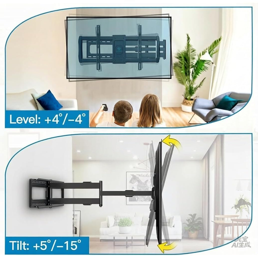 Perlesmith Long Arm Tv Wall Mount For 42-90 Inch Tvs, Full Motion Tv Mount With 42.72 Inch Extension Articulating Arm Swivel And Tilt, Max Vesa 800X400Mm, Holds Up To 150 Lbs, 16”,18”, 24” Studs