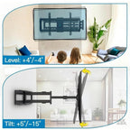 Perlesmith Long Arm Tv Wall Mount For 42-90 Inch Tvs, Full Motion Tv Mount With 42.72 Inch Extension Articulating Arm Swivel And Tilt, Max Vesa 800X400Mm, Holds Up To 150 Lbs, 16”,18”, 24” Studs