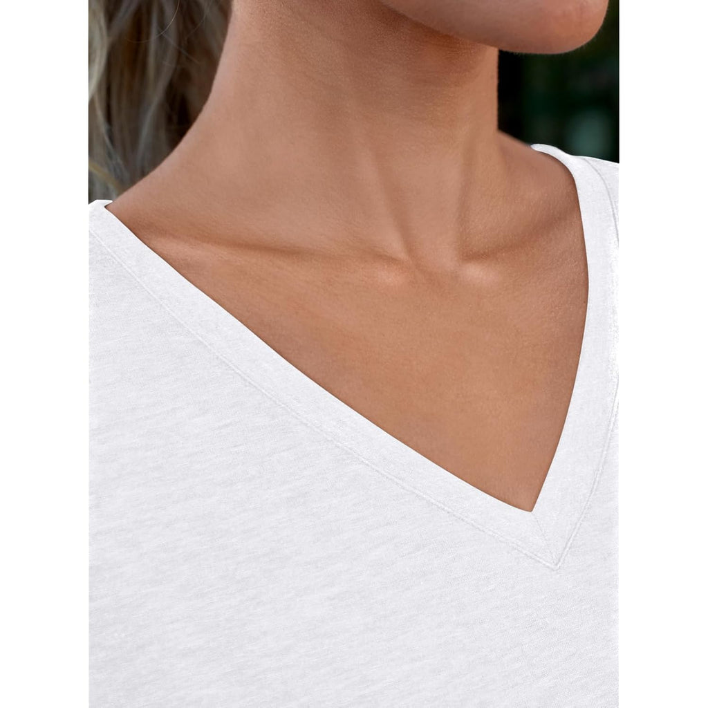 T-Shirts Short Sleeve V Neck Tees Tops for Women Fashion Trendy Lightweight Soft Casual Summer Outfits Clothes 2026