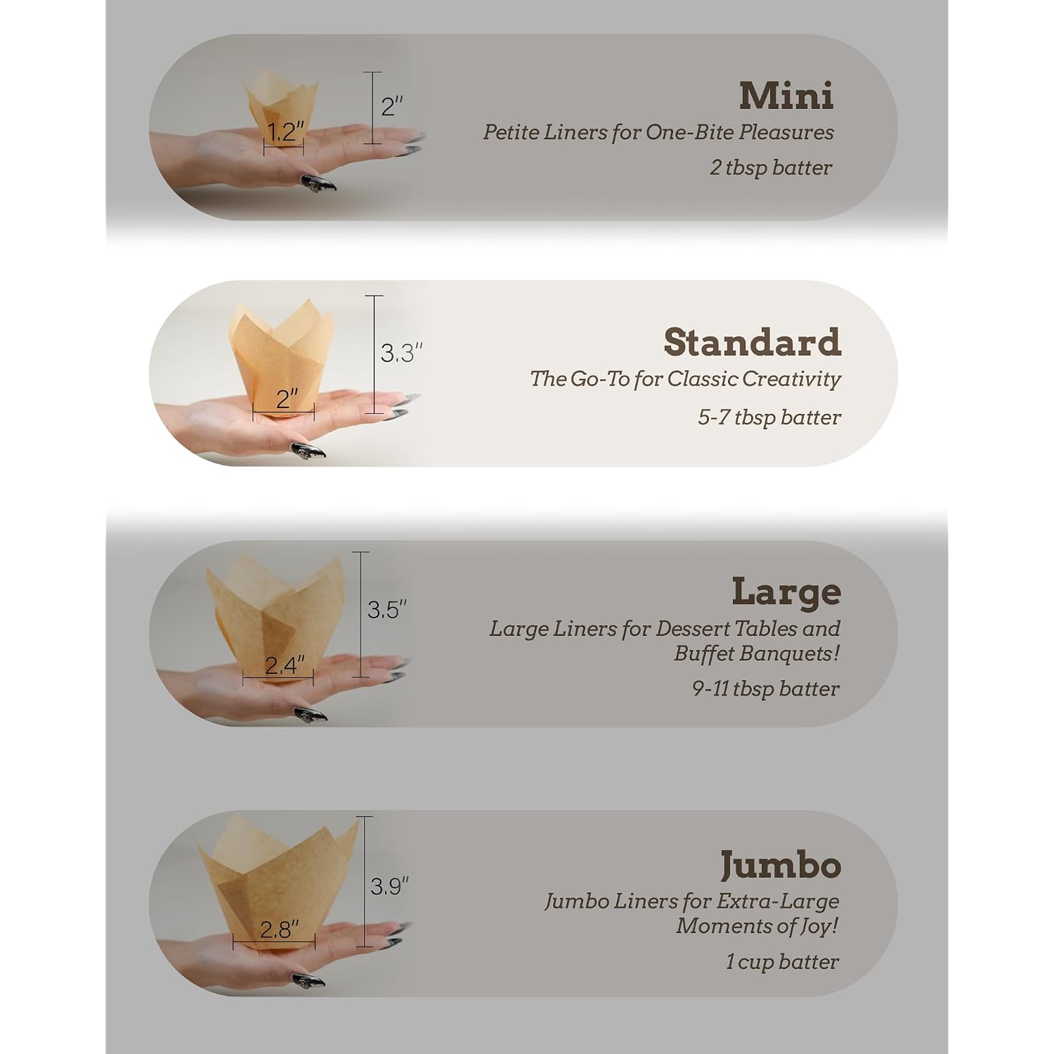 Bake Choice 200Pcs Natural Tulip Cupcake Liners For Baking Cups Unbleached European Parchment Paper Tulip Muffin Liners, Cupcake Wrapper For Party, Christmas