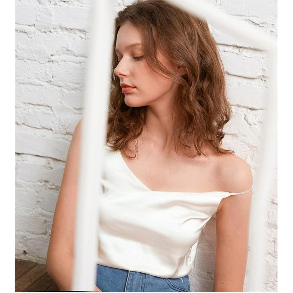 Womens Silk Satin Camisole Cami Plain Strappy Vest Top T-Shirt Blouse Tank Shirt V-Neck Spaghetti Strap XS-4X