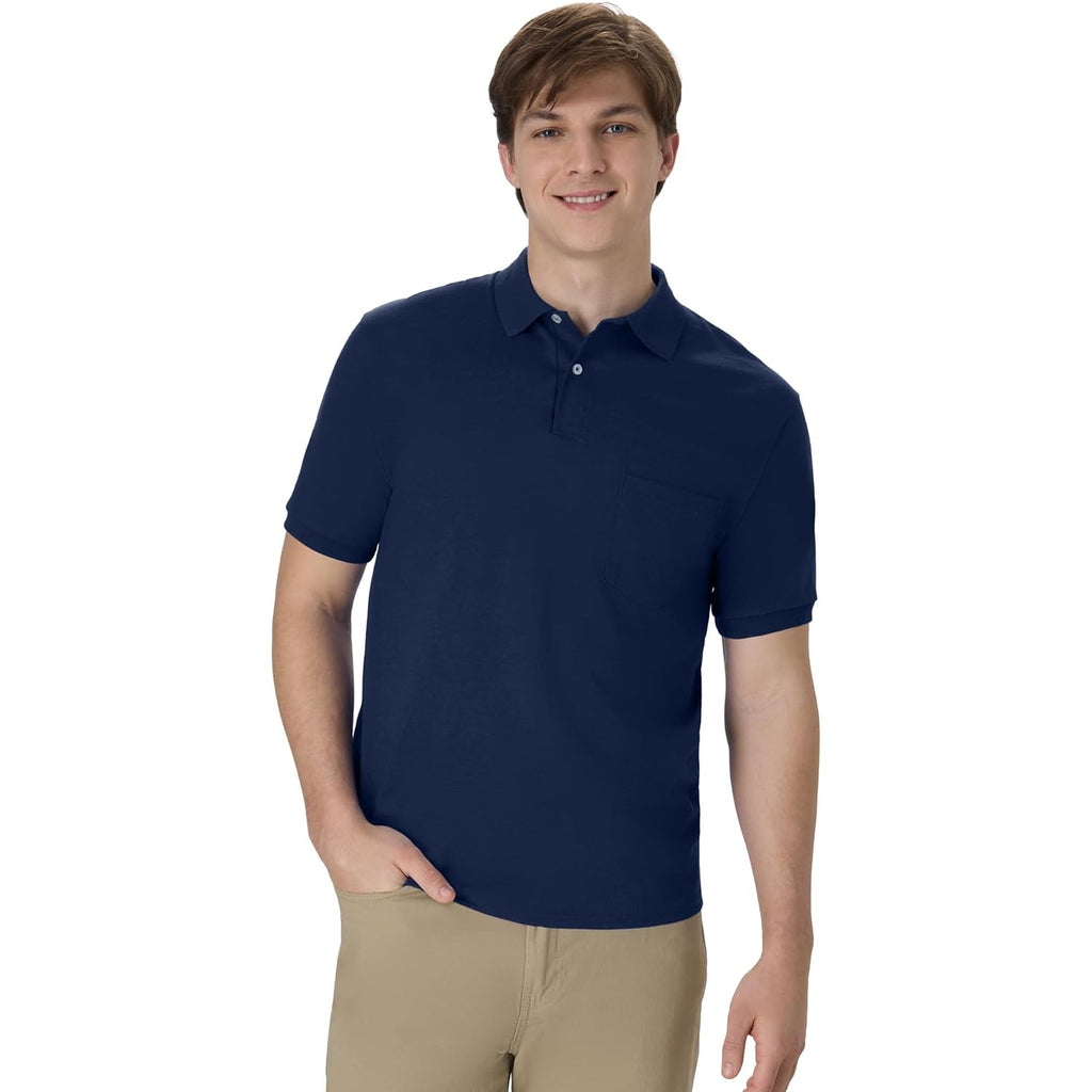 Hanes Men'S Short Sleeve Jersey Pocket Polo (Pack Of 2)