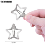 Star Hair Clips 2000S Y2K Snap Hair Barrettes Non Slip Star Hair Accessories Silver Metal Hair Clips For Girls Women -15 Pcs 1.57"