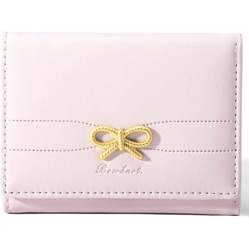 RNIEGA Small Wallets Girls Cute Coquette Bow Wallet Women Aesthetic Credit Card Holder with ID Window, Pink