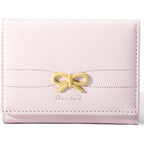 RNIEGA Small Wallets Girls Cute Coquette Bow Wallet Women Aesthetic Credit Card Holder with ID Window, Pink