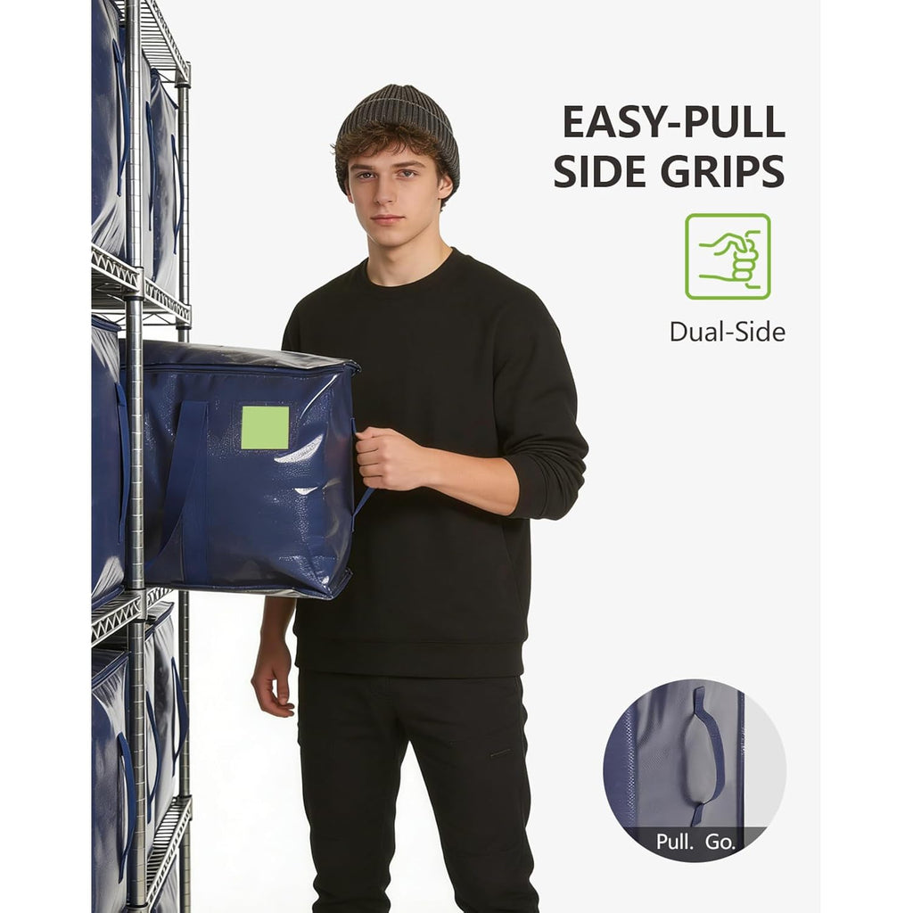 Heavy Duty Moving Bags Extra Large, Premium Storage Bags With Durable Zippers, Reinforced Handles, Moving Supplies For Clothes, Bedding, College Dorm Essentials, 8 Pack Blue