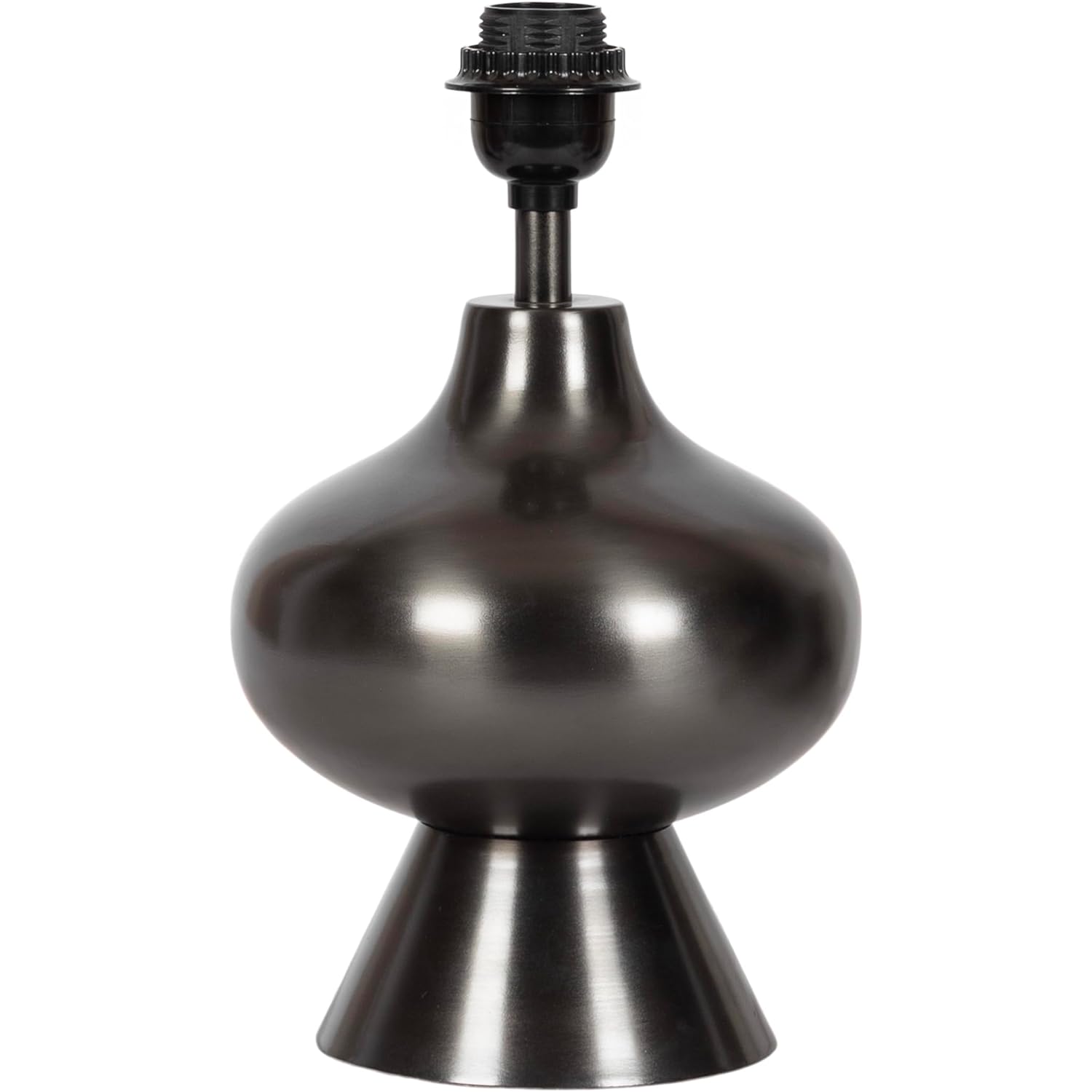 Kate And Laurel Bahira Modern Metal Bedside Table Lamp, 8 X 8 X 17, Gunmetal, Sculptural Decorative Tabletop Desk Lamp With Linen Shade For Living Room Decor