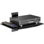 Wali Floating Tv Shelf, 1 Tier Glass Projector Shelf For Dvd Players, Routers, Game Consoles, Cable Boxes, Living Room Decor, Wall Mount Shelves Hold Up To 17.6Lbs (Cs201B), 1-Shelf, Black