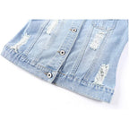 Women Autumn 3/4 Sleeve Retro Short Denim Jackets Light Blue Jean Coats