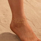 Nanafast Ankle Bracelets for Women, 14k Gold Plated Ankle Bracelet for Women, Cute Dainty Anklets, Adjustable Beach Jewelry