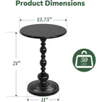 Simple Trending Small Side Table, Round Drink Table End Table, Sofa Table Tv Tray Table, Pedestal Coffee Table For Living Room, Black