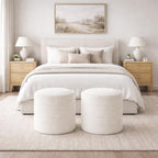 Homepop 18" Storage Round Ottoman - Cream Boucle