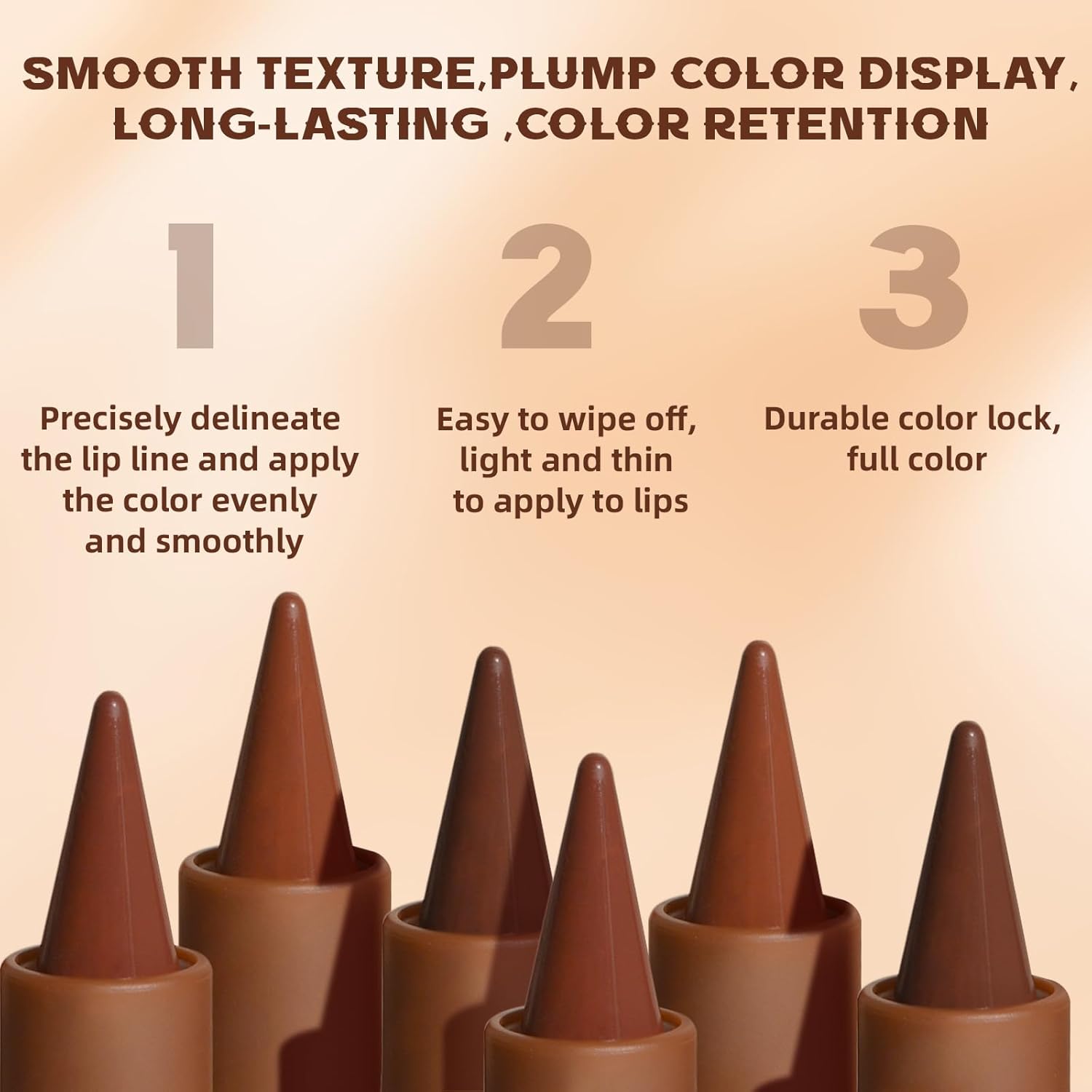 HOSAILY 3 Colors 2 in 1 Lip Liner Set, Matte Nude Dark Brown Red Lip Liner Lipstick Plumping Smooth Creamy Lip Combo, High Pigmented Long lasting Light Brown Ombre Lips Stain Pencil Effect Makeup
