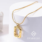 Evabelle Gold Layered Necklace for Women Trendy Jewelry 14K Real Gold Plated Chunky Chain Stackable Necklaces Dainty Choker Necklaces Rectangle Square Pendant