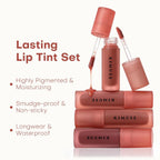 KIMUSE Water Gel Lip Tint 6 Colors Set, Highly Pigmented Long Lasting Moisturizing Glossy Lip Stains, Hydrate Lightweight Lip Gloss Makeup