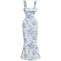Gorglitter Women'S Floral Summer Wedding Guest Dress Ruched Cocktail Party Bridal Shower Formal Beach Midi Sun Dresses