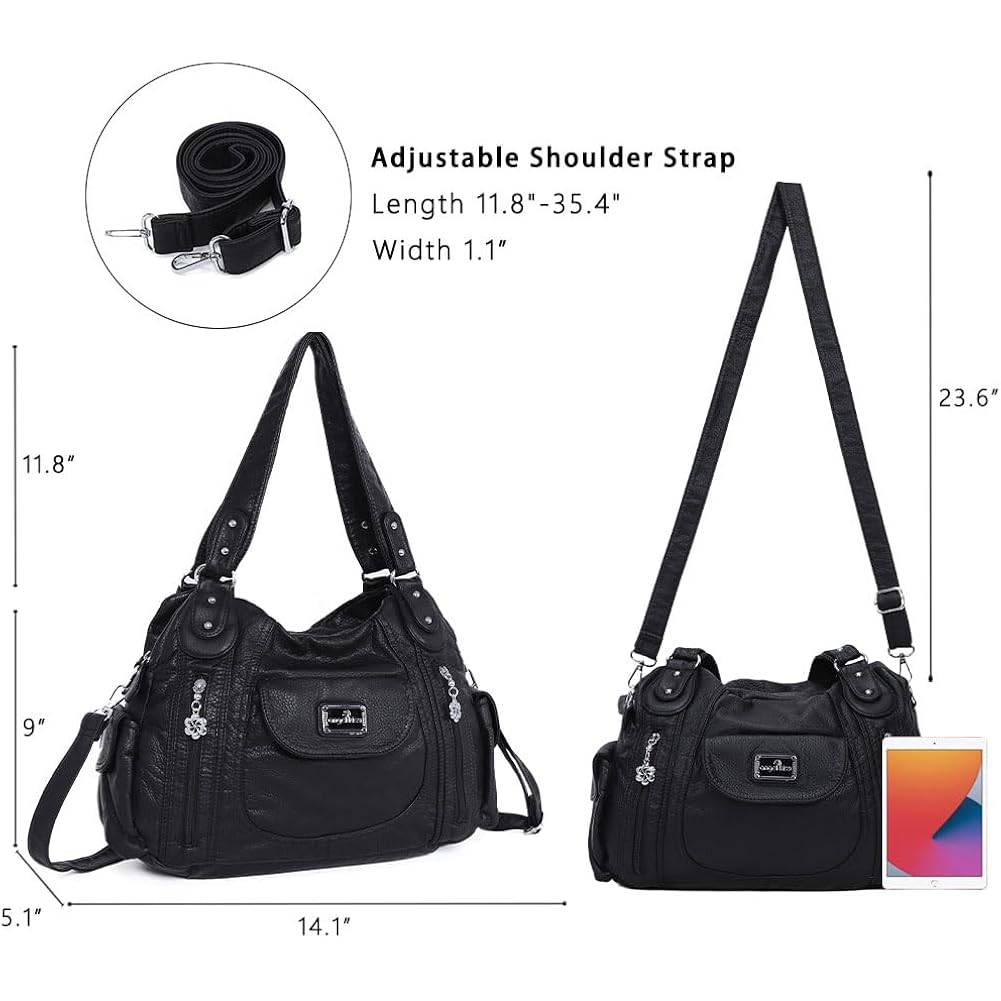 Angel Kiss Purses For Women, Large Shoulder Bag Hobo Tote Purse Mutipocket Faux Leather Satchel Hobo Purse