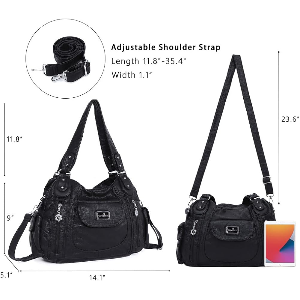 Angel Kiss Purses for Women, Large Shoulder Bag Hobo Tote Purse Mutipocket Faux Leather Satchel Hobo Purse