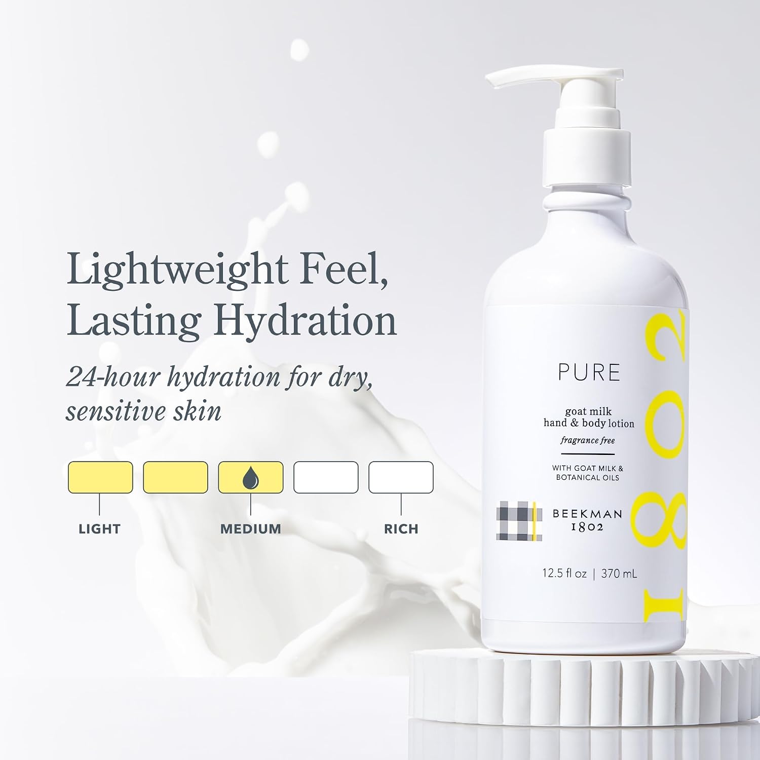 Beekman 1802 Goat Milk Lotion – Body Lotion & Hand Lotion For Dry Skin, Lightweight Non-Greasy Formula With Shea Butter & Jojoba Oil, Cruelty Free, Lotion Pump – Fragrance Free