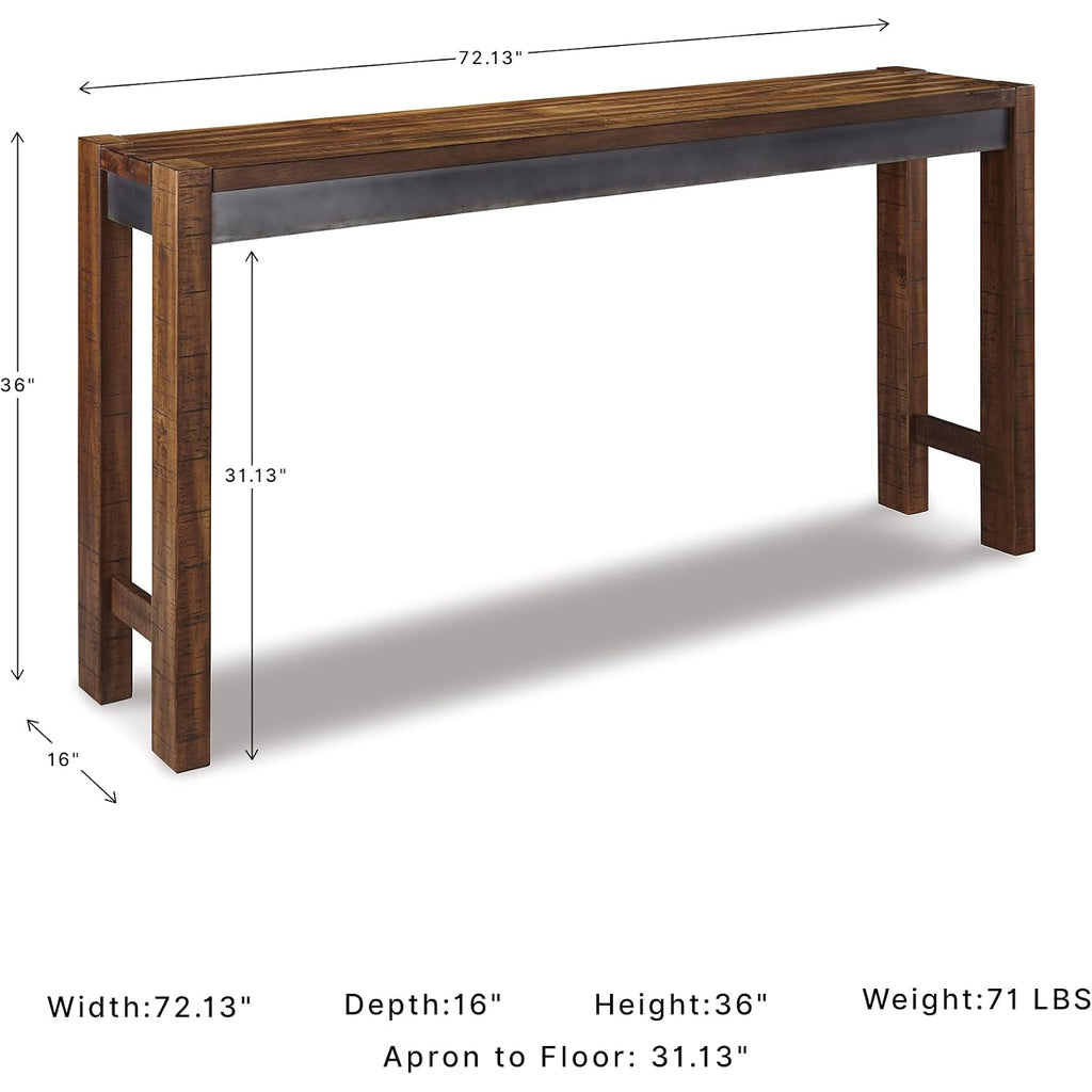 Signature Design By Ashley Furniture Torjin Long Counter Height Table, Seats Up To 3, Wood, 72.13" W X 16" D X 36" H, 2-Tone Brown