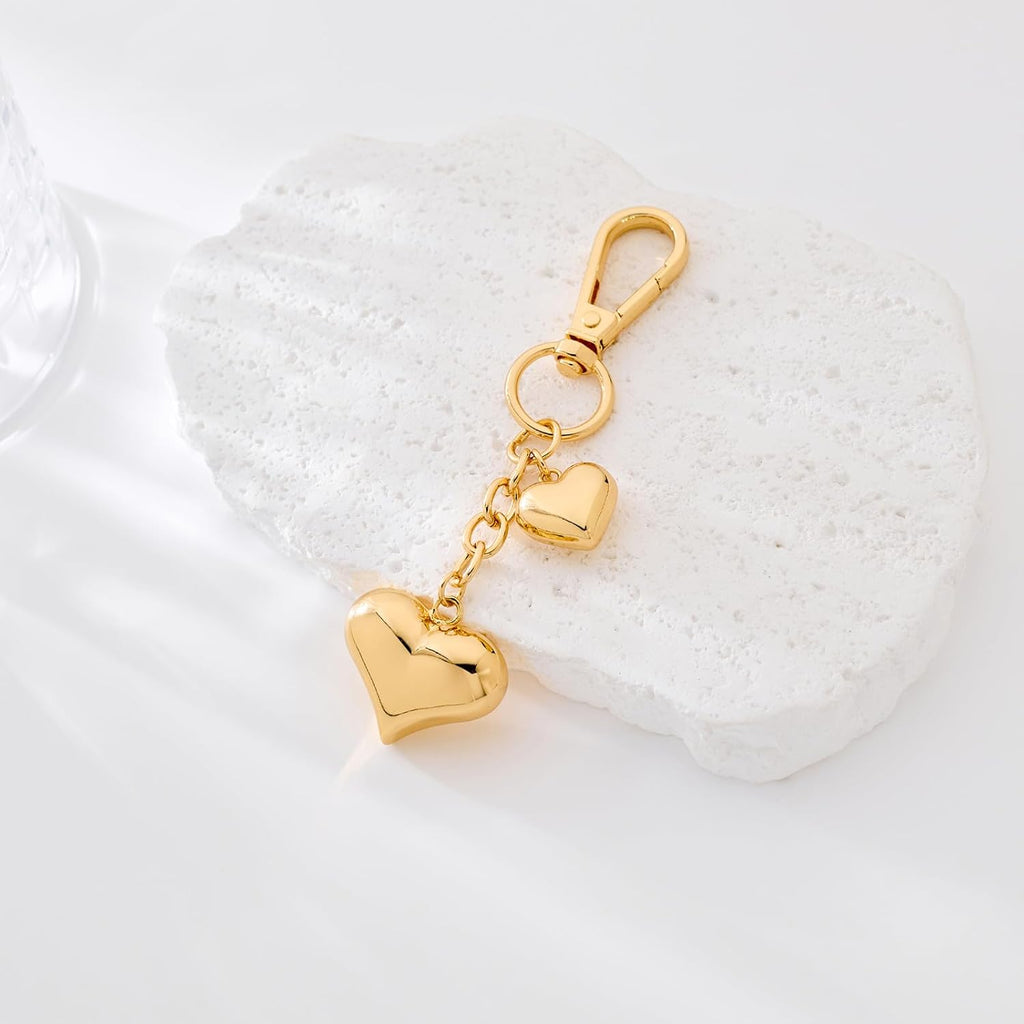 Heart KeyChain for Women Bagchain Gold Silver Fashion Keychains Accessories