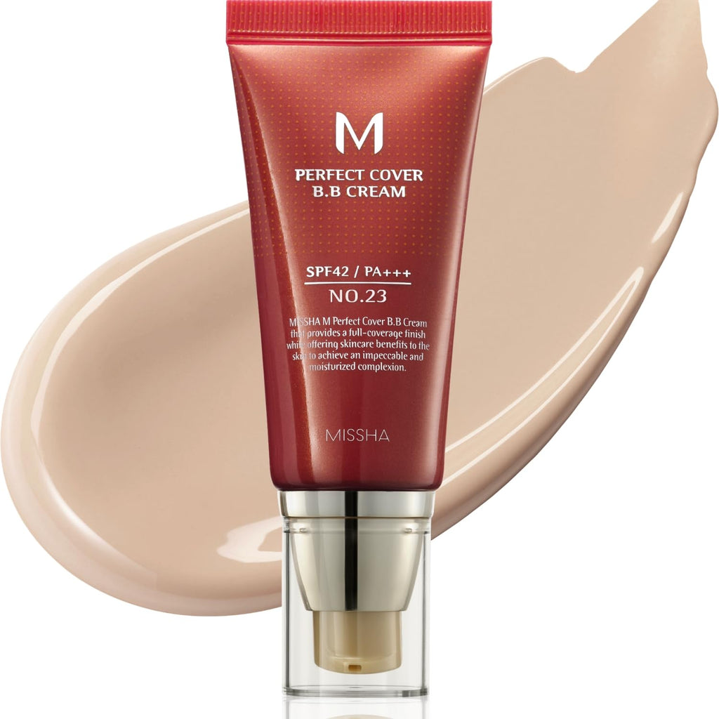 Missha M Perfect Cover Bb Cream No.23 Natural Beige -Light/Medium With Cool/Neutral Undertone Spf 42 Pa +++ 1.69 Fl Oz - Tinted Moisturizer For Face With Spf