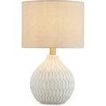 Signature Design By Ashley Wardmont Table Lamp, Compact Bedside Lamp For Nightstand, Retro Dimensional Base With Drum Shade, Antique White Ceramic, 18" H
