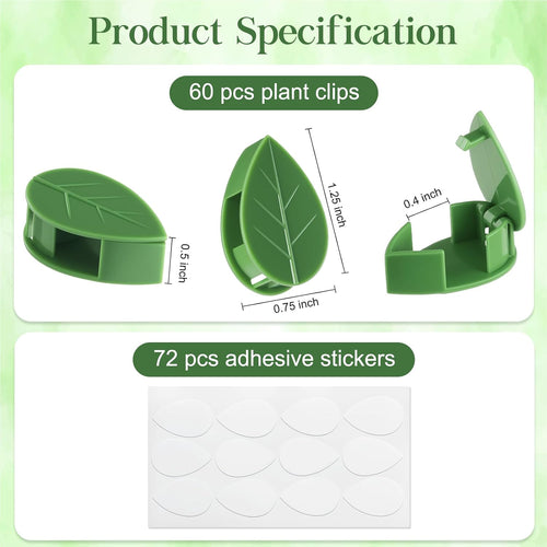 60 Pcs Plant Wall Clips, Plant Climbing Wall Fixture Clips, Wall Vines Fixing Clips With 72 Adhesive Stickers, Self-Adhesive Plant Fixer For Vine Support And Indoor Outdoor Decoration