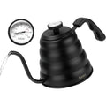 Tea Kettle with Thermometer Pot Black Stovetop Tea Kettle 40oz Gooseneck Kettle Teapot Pour Over Coffee Kettle with Thermometer,1200ml,5 Cup,Black,1Pack