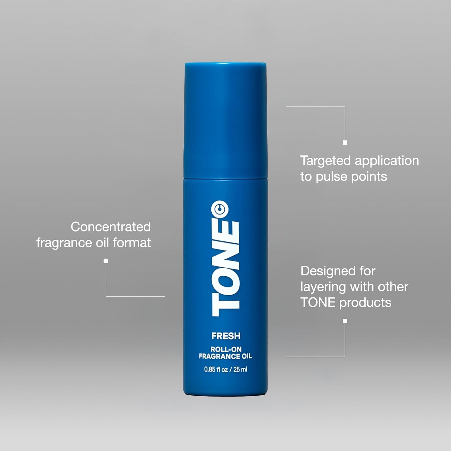 TONE Roll-on Fragrance Oil for Men, Fresh, Fragrance Oil with Notes of Amber, Bergamot, and Jasmine, 0.85 fl oz