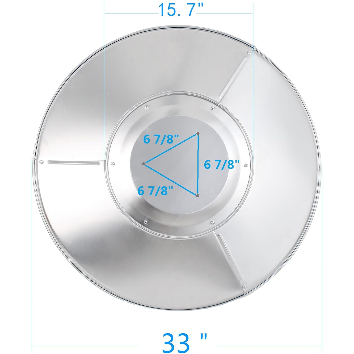 Patio Heater Reflector Shield, Aluminum Heat Reflector Shield Top For Propane Outdoor Heaters,Dome Replacement Parts(3-Hole Mount，33" Diameter Round)
