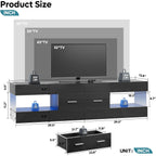 Bestier Black 60 Inch Modern Tv Stand, Led Entertainment Center With Drawer | Fits Up To 65 In Tv, High Gloss With Stone Pattern, Large Storage Drawer & Open Shelves, 7-Color Led Lights For Living Room