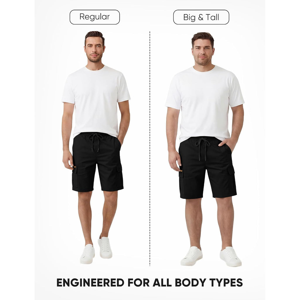 Jmierr Mens Casual Cotton Twill Cargo Shorts Drawstring Classic Chino Stretch Short With 6 Pockets