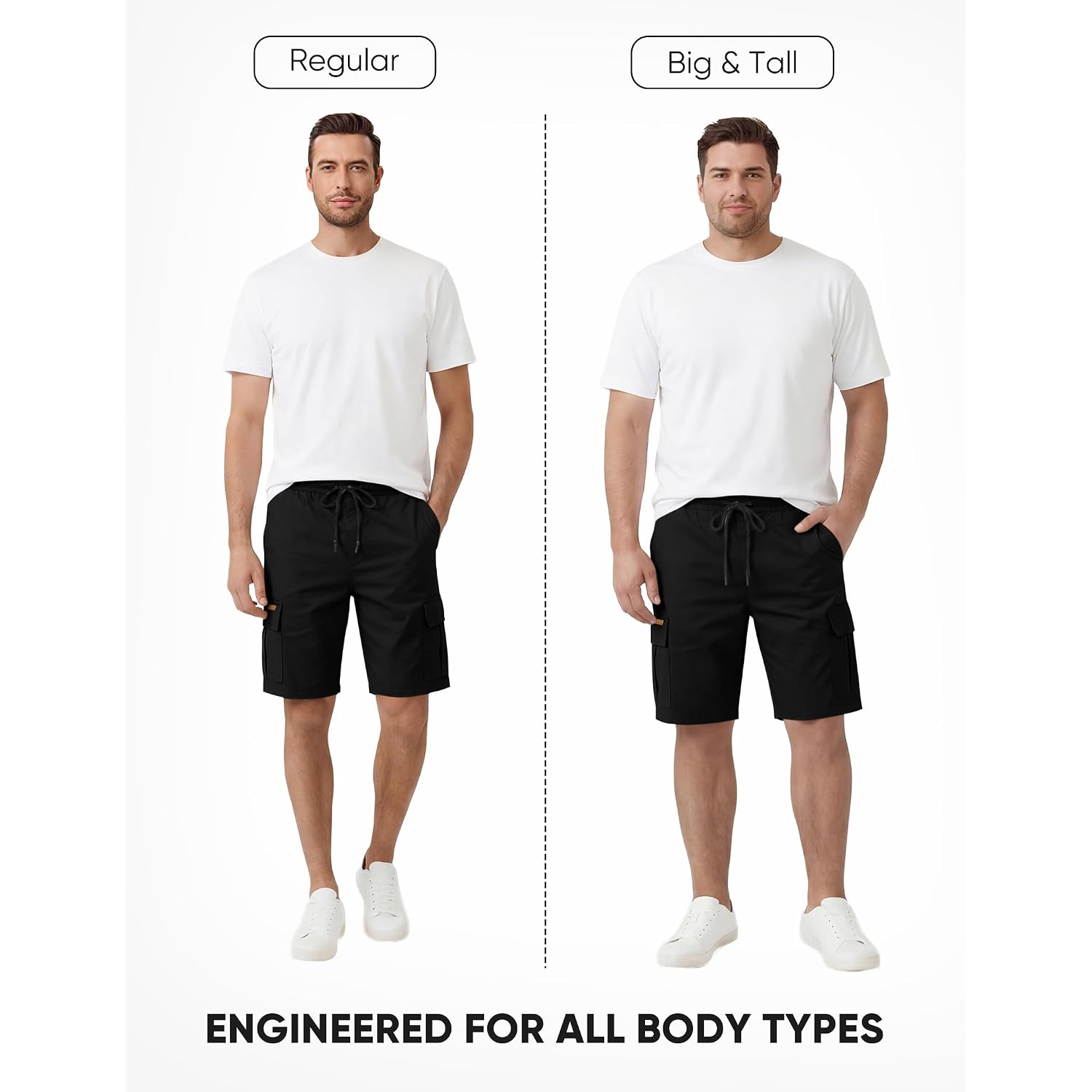 Jmierr Mens Casual Cotton Twill Cargo Shorts Drawstring Classic Chino Stretch Short With 6 Pockets