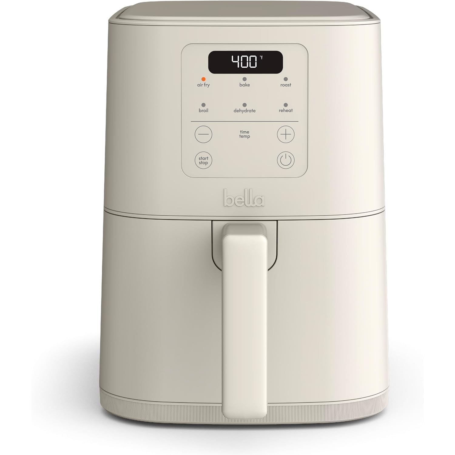 bella 4Qt Slim Air Fryer, Fits-anywhere™ Kitchenware, EverGood™ Ceramic Nonstick Coating, Adjustable Temperature, 6 Preset Cooking Options, 60 Min Auto Shutoff w Audible Tone, 3.3lb Capacity, Oatmilk