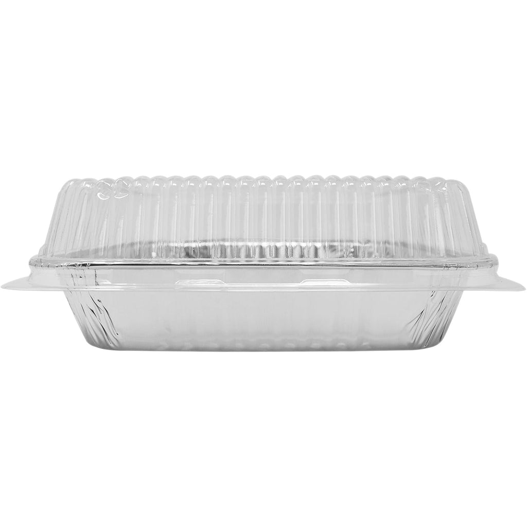 Fig & Leaf (35 Pack) 8” x 8” Square Baking Cake Pans with Plastic Dome Lids | Heavy Duty l Disposable Aluminum Foil Tins l Portable Food Containers l Perfect for Roasting Oven Toaster Cooking