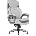 Sharper Image S600 Active Lumbar Ergonomic Bonded Leather Swivel Executive Massage Chair, White/Gray