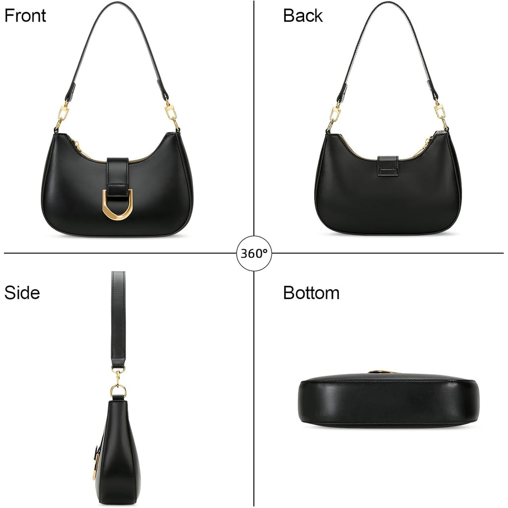 KKXIU Small Shoulder Bag for Women - Crescent Bag Small Purses for Women Trendy Vegan Leather Purse with Removable Strap