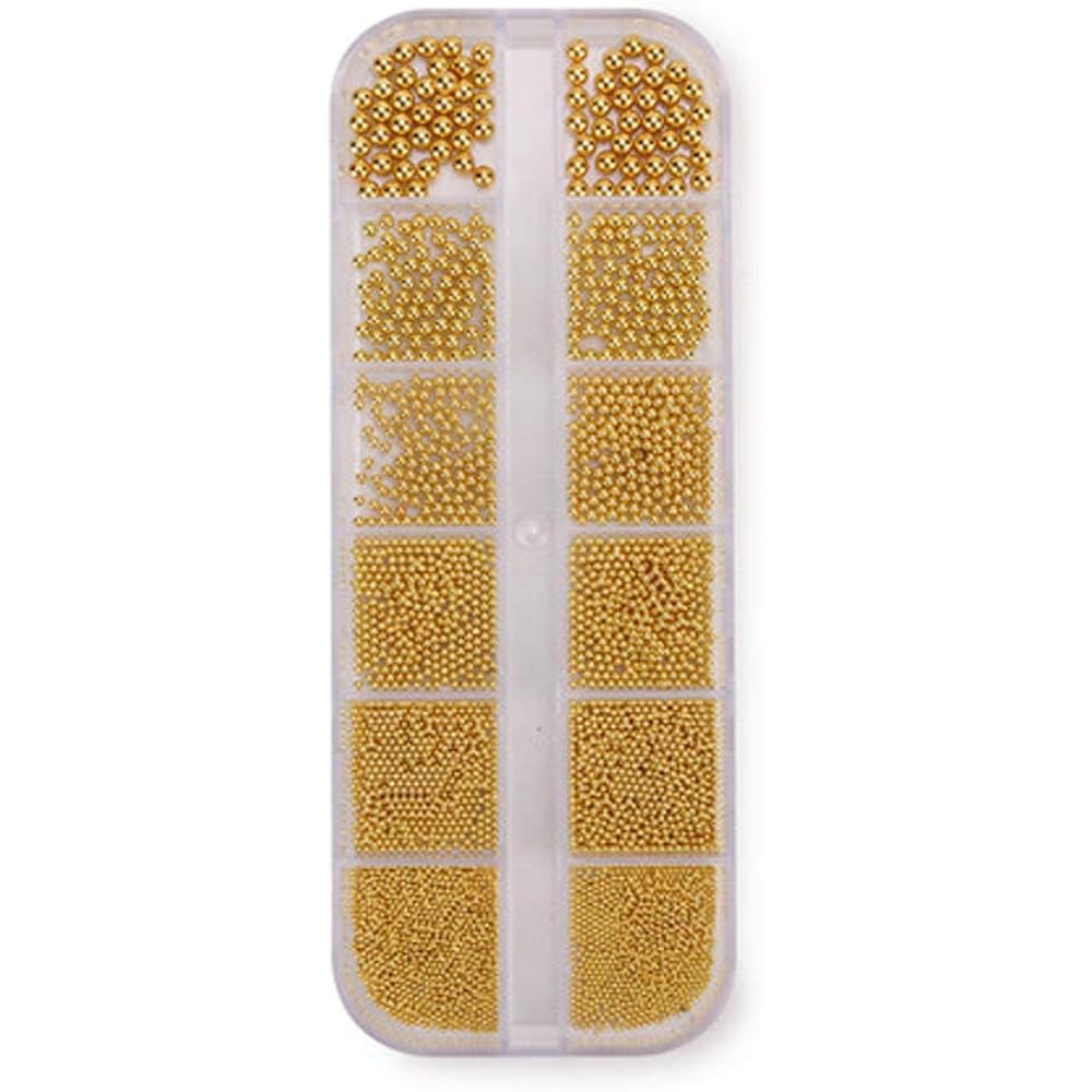 0.8mm Mini Small Nail Beads Stainless Steel Beads Nail Chain Charms Nails Art Decorations Gun Grey Nail Studs Gold Caviar Nail Charms DIY Tool Nail Studs Accessories Cold Nail Gems (Gold)