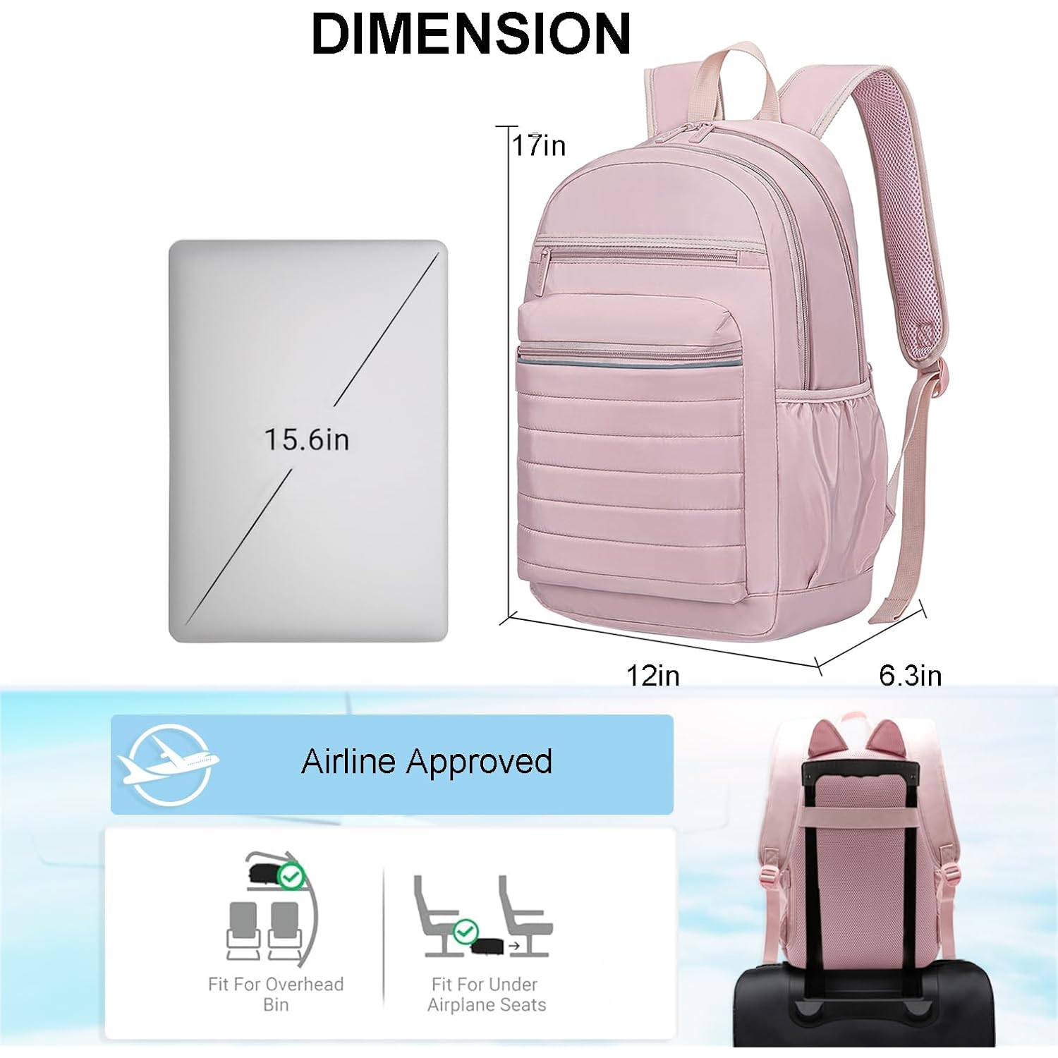 Travel Backpack For Women, Womens Work Backpacks, Backpack Purse, Back Pack For College Girls, Carry-On Travel Backpacks,Pink Bookbag (Light Pink)