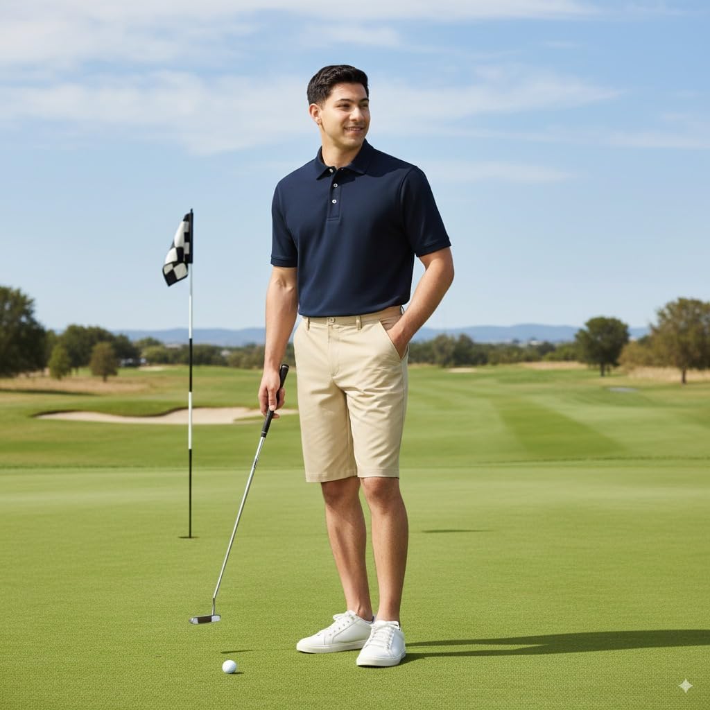 French Toast Men'S Moisture Wicking Flat Front Stretch Microfiber Performance Short