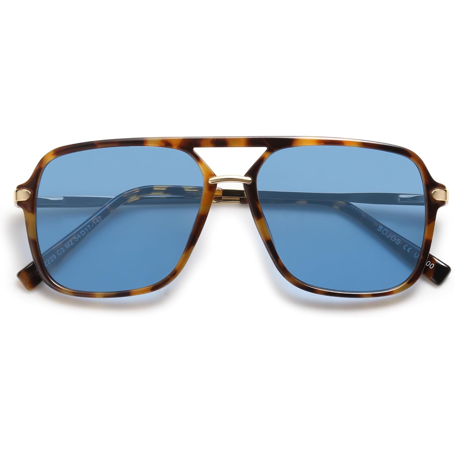Sojos Aviator Sunglasses For Women & Men, Square, Designer, Polarized, Double Bridge Pilot,90S Retro Shades Sj2229