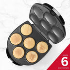 Holstein Housewares Non-Stick 6-Section Multi-Food Maker - Arepas, Mini Pancakes, Corncakes And More - Black,12 Inch